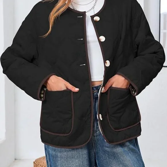 NEW! Womens Reversible Button Down Puffer Padded Coat & Plaid Quilted Jacket - Picture 1 of 6